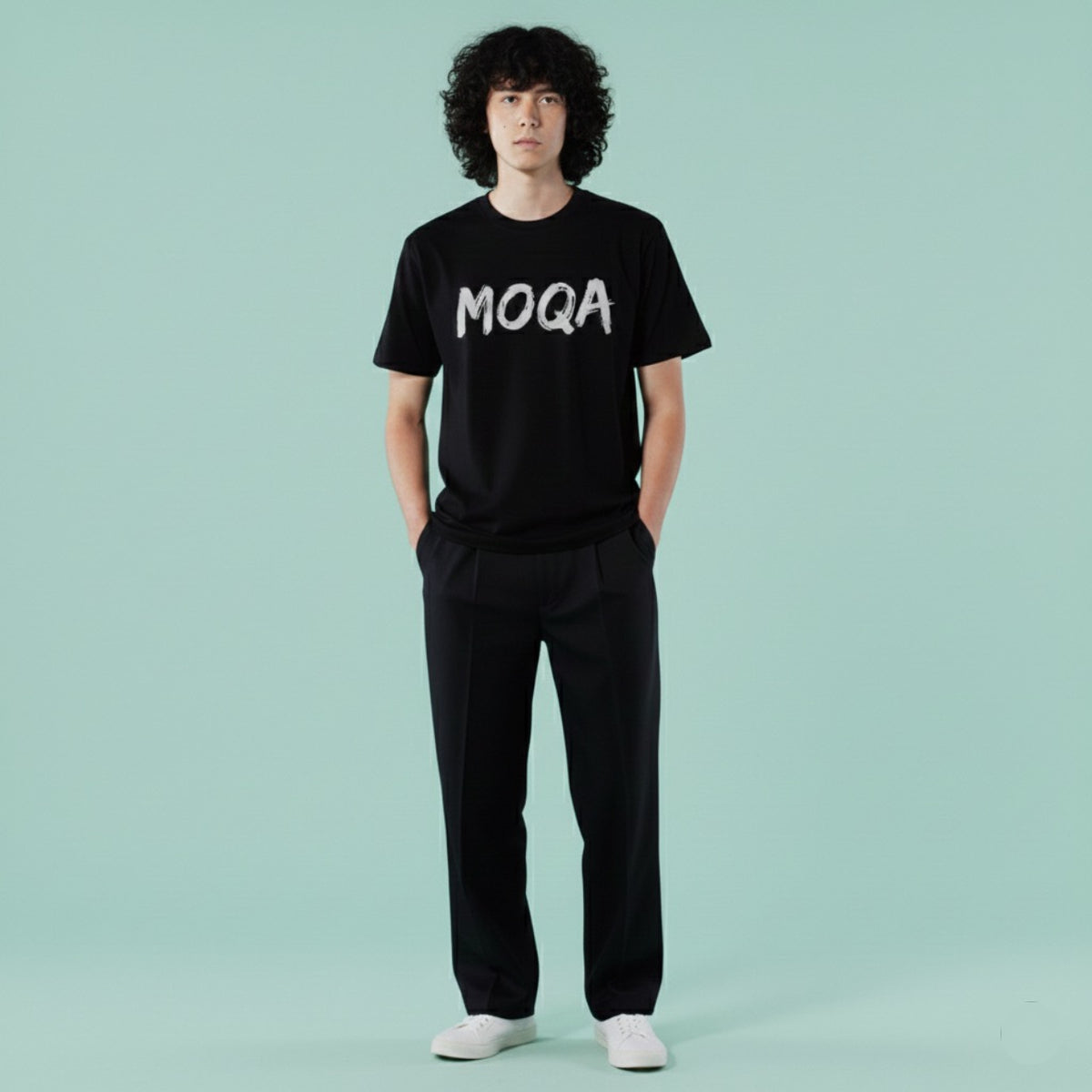 Black T- shirt- Grey MOQA Fitted