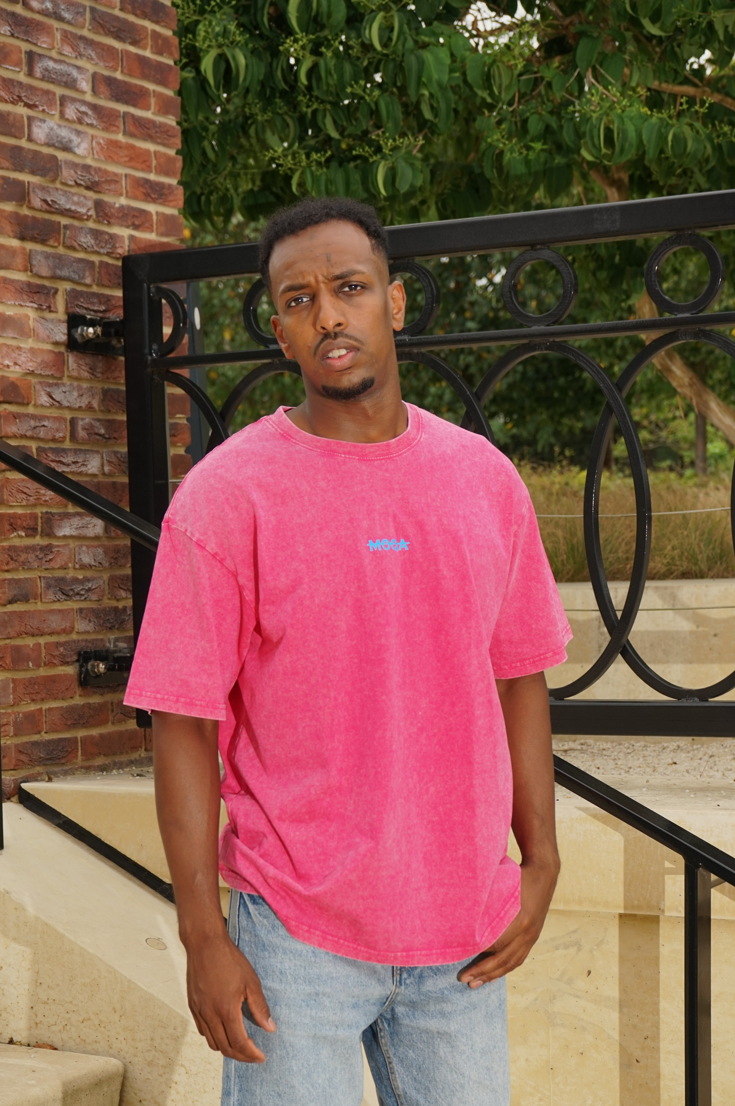 MOQA ACID WASH PINK TEE