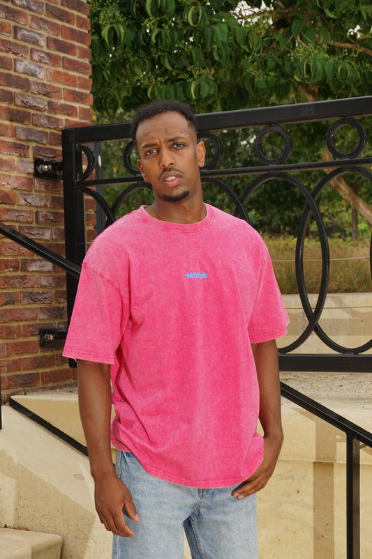 MOQA ACID WASH PINK TEE