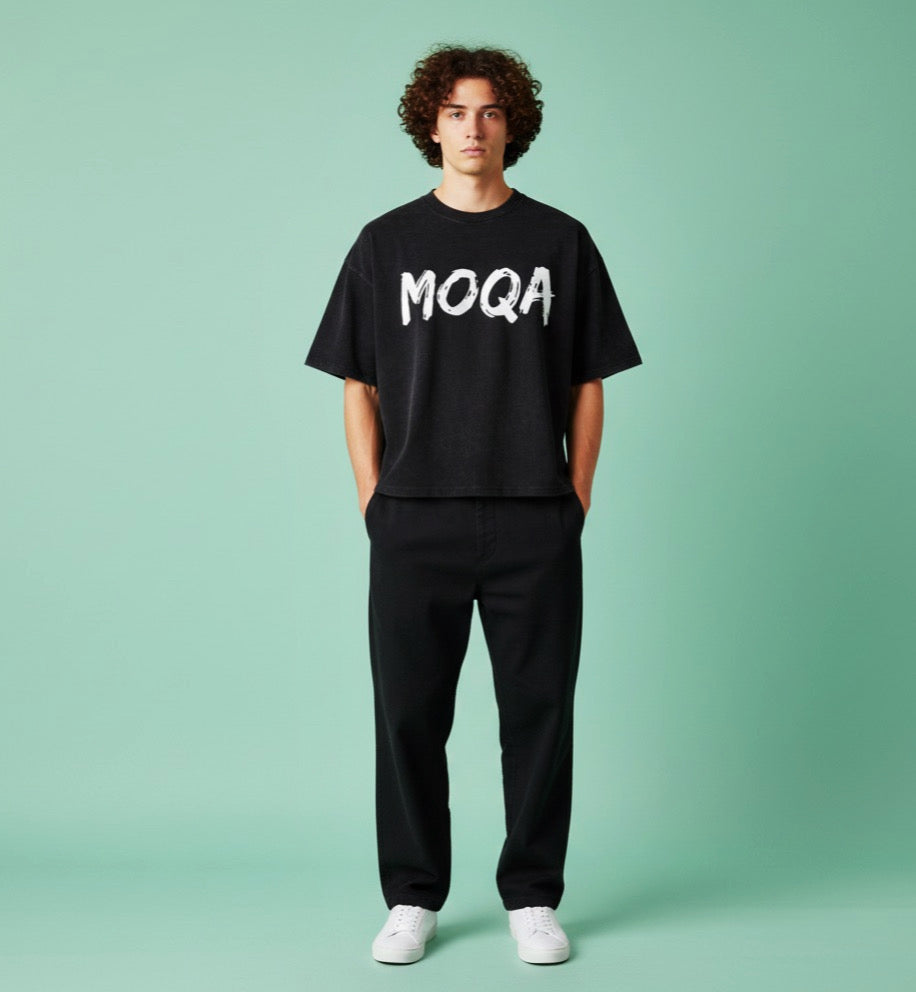 Faded oversized Cropped black Tee - Moqa / limited