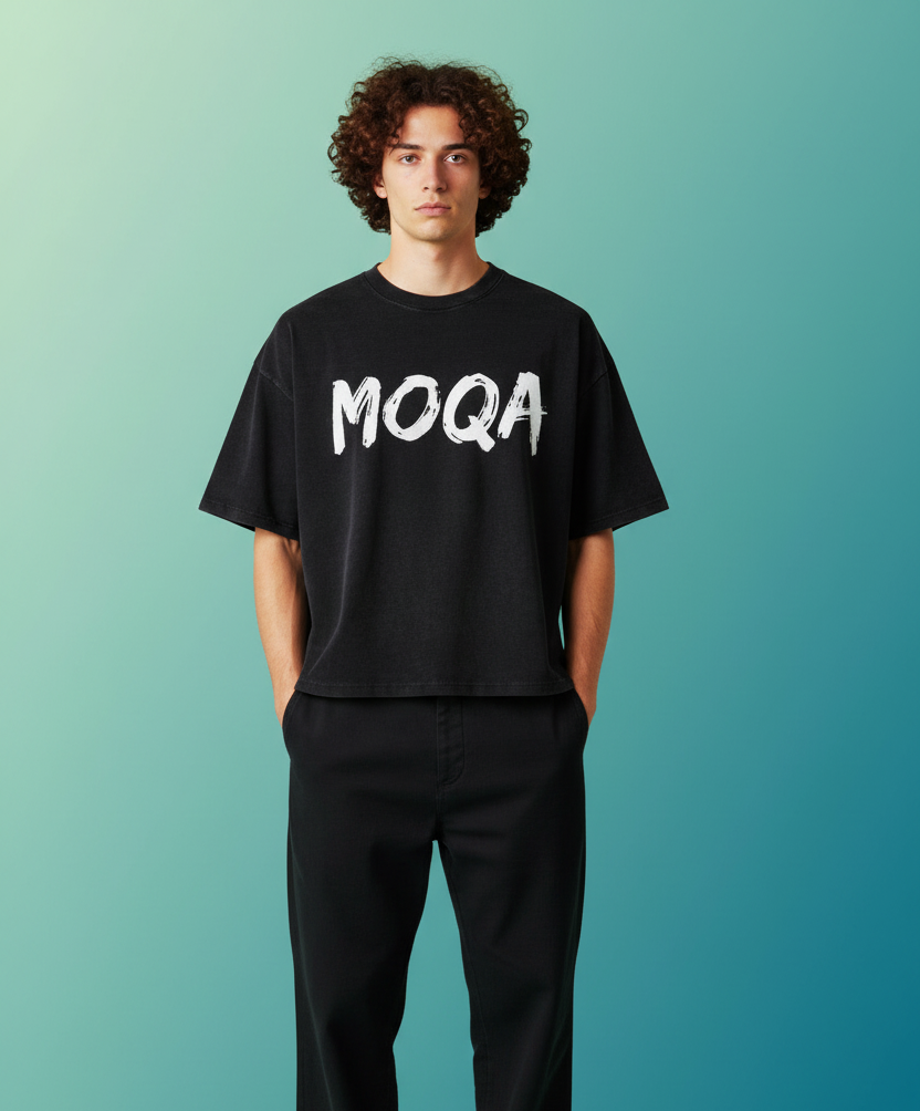 Faded oversized Cropped black Tee - Moqa / limited