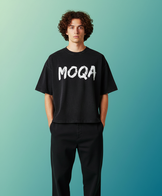 Faded oversized Cropped black Tee - Moqa / limited
