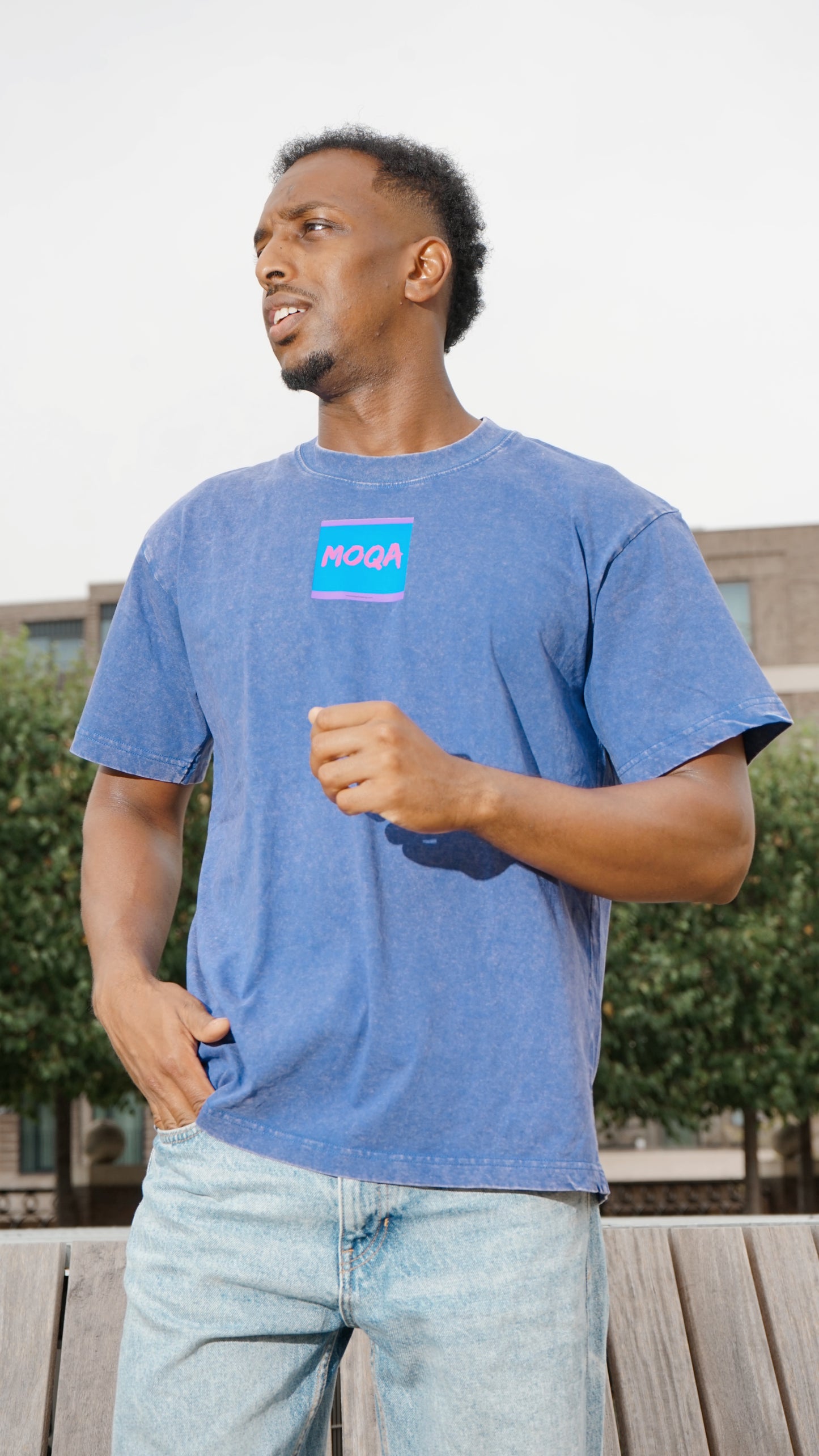 MOQA Acid Wash Graphic Tee